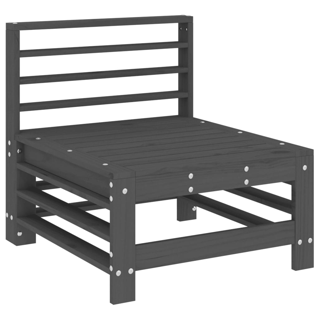 6-Tlg. Garten-Lounge-Set Grau Massivholz Kiefer