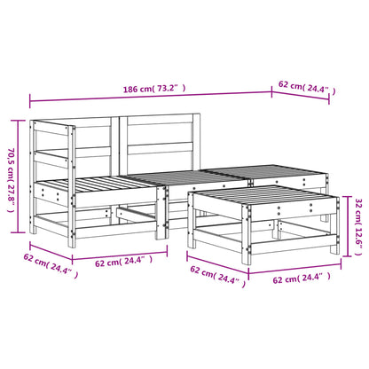 4-Tlg. Garten-Lounge-Set Massivholz Kiefer