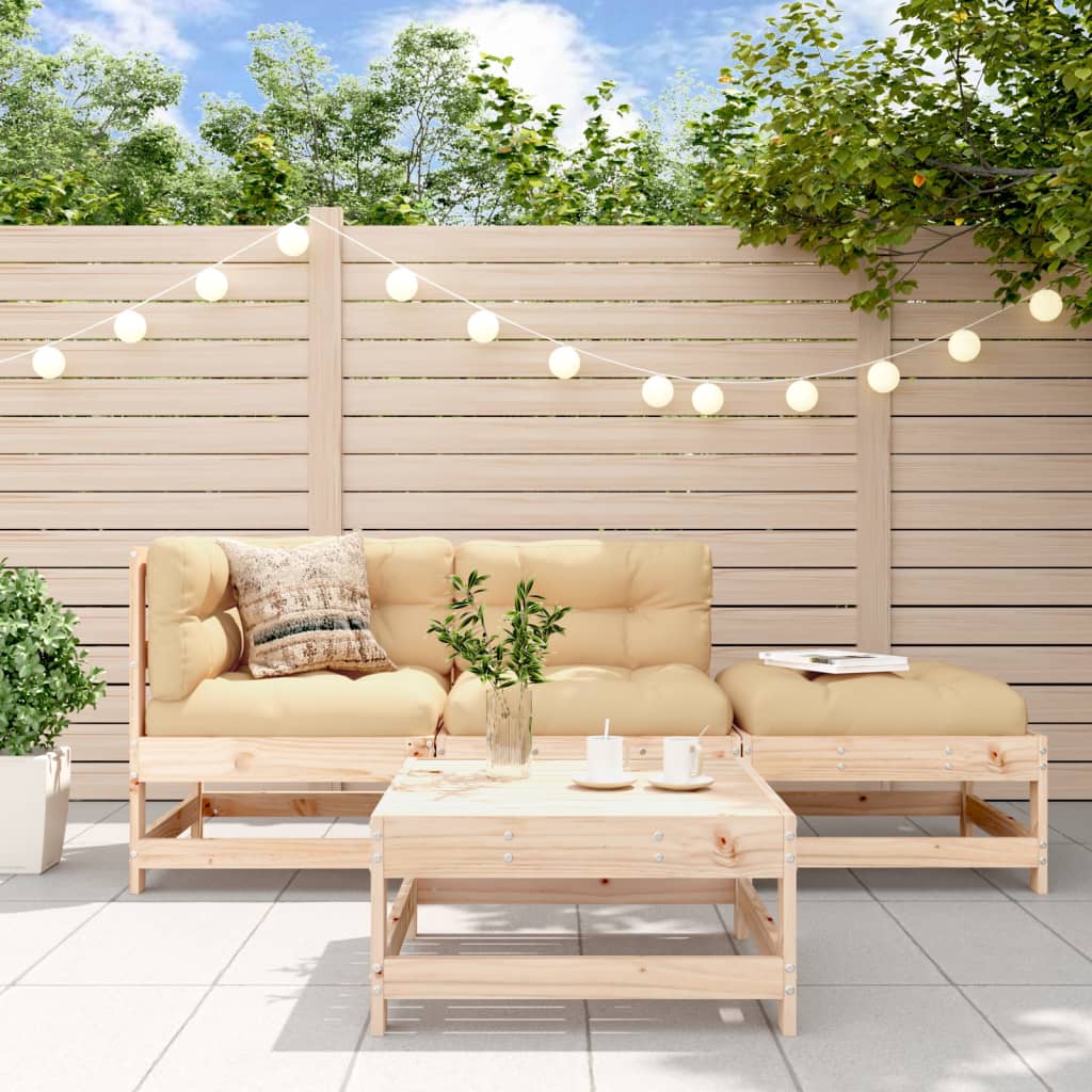 4-Tlg. Garten-Lounge-Set Massivholz Kiefer