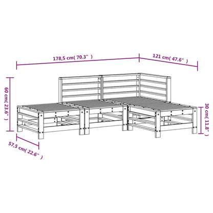 4-Tlg. Garten-Lounge-Set Massivholz Douglasie