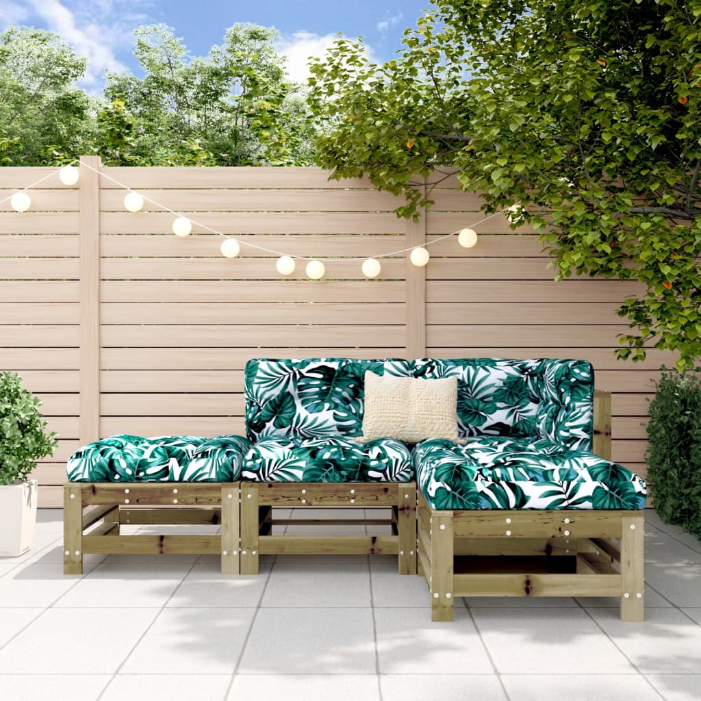 4-Tlg. Garten-Lounge-Set Massivholz Douglasie