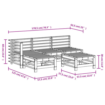 5-Tlg. Garten-Lounge-Set Massivholz Douglasie