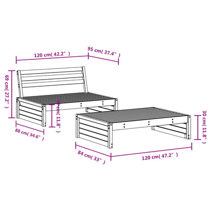 2-Tlg. Garten-Lounge-Set Massivholz Kiefer