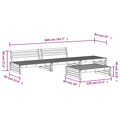 4-Tlg. Garten-Lounge-Set Massivholz Kiefer