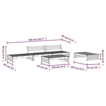 5-Tlg. Garten-Lounge-Set Massivholz Kiefer
