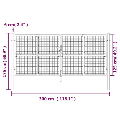 Maschen-Gartentor 300X125 Cm Verzinkter Stahl
