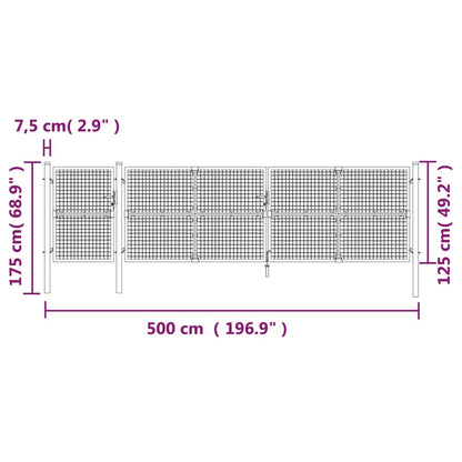 Maschen-Gartentor 500X125 Cm Verzinkter Stahl
