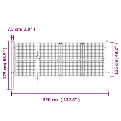 Maschen-Gartentor 350X125 Cm Verzinkter Stahl
