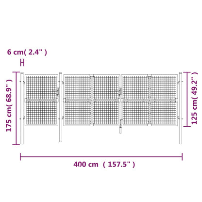 Maschen-Gartentor 400X125 Cm Verzinkter Stahl