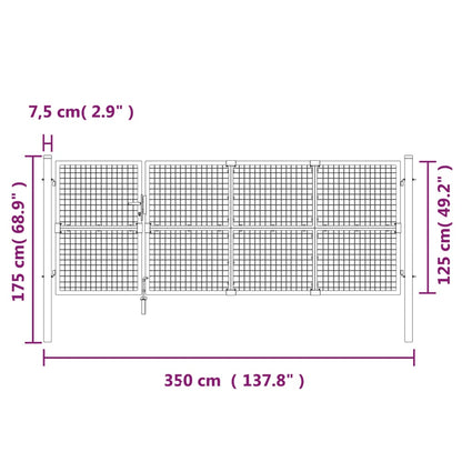 Maschen-Gartentor 350X125 Cm Verzinkter Stahl