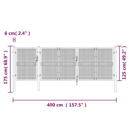 Maschen-Gartentor 400X125 Cm Verzinkter Stahl