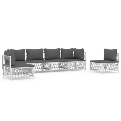 6-Tlg. Garten-Lounge-Set Mit Kissen Stahl