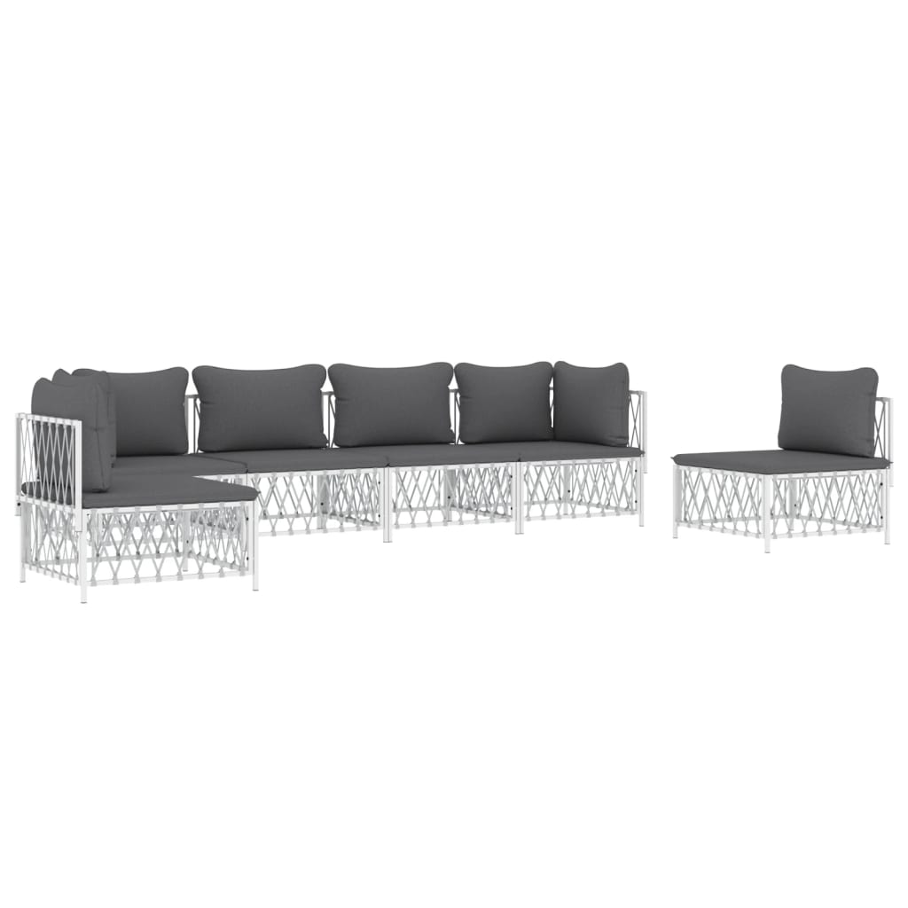 6-Tlg. Garten-Lounge-Set Mit Kissen Stahl