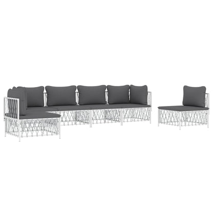 6-Tlg. Garten-Lounge-Set Mit Kissen Stahl