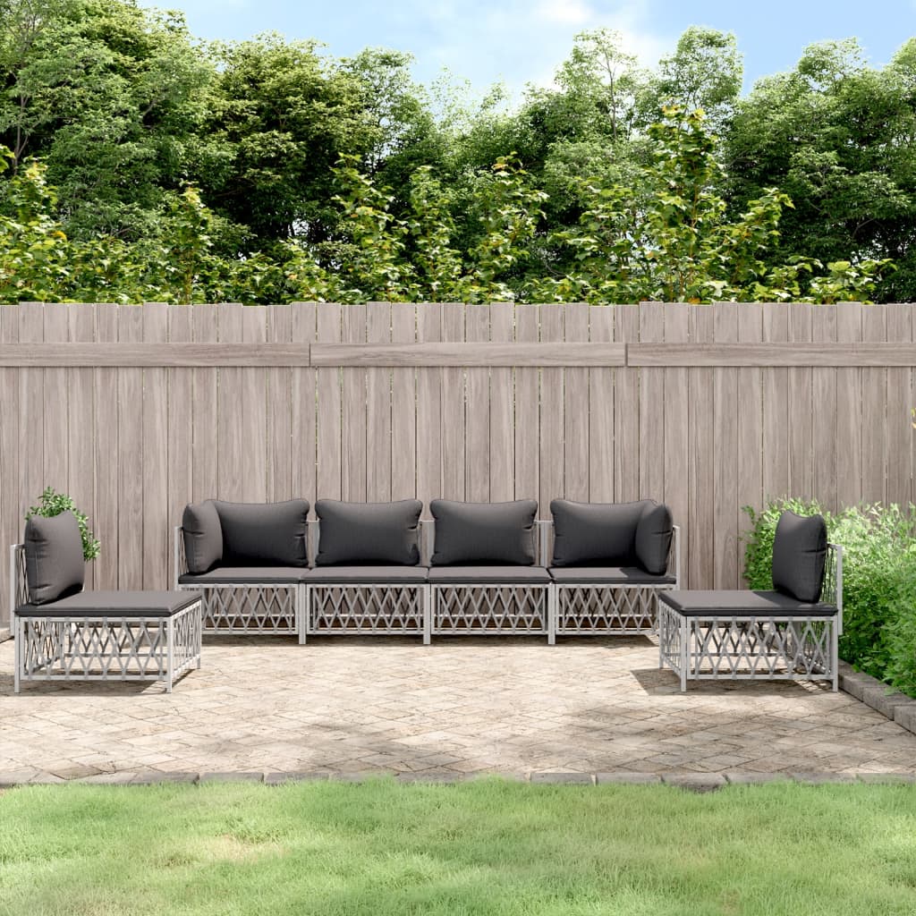 6-Tlg. Garten-Lounge-Set Mit Kissen Stahl