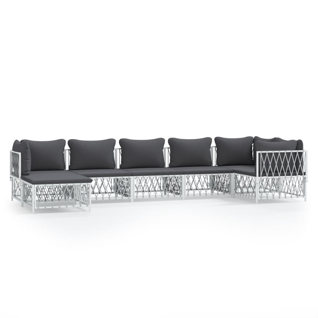7-Tlg. Garten-Lounge-Set Mit Kissen Stahl