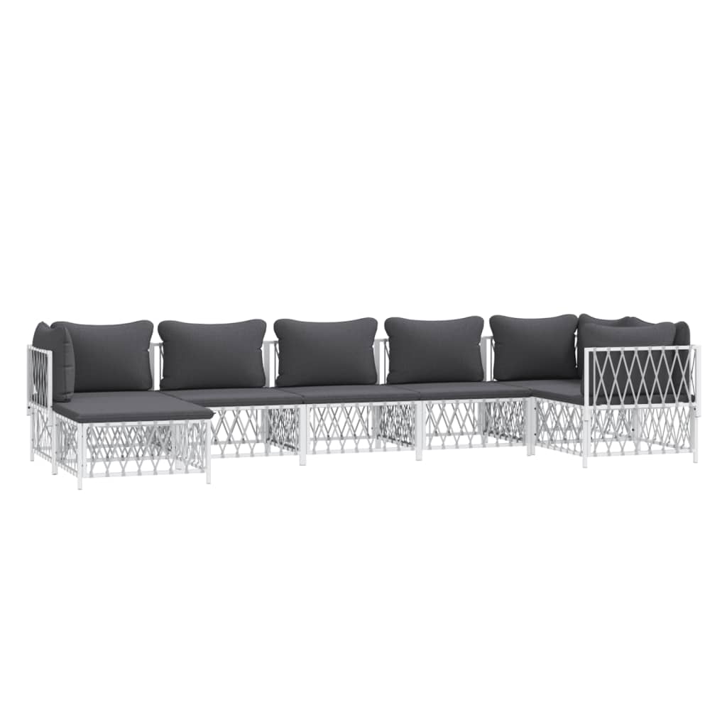 7-Tlg. Garten-Lounge-Set Mit Kissen Stahl