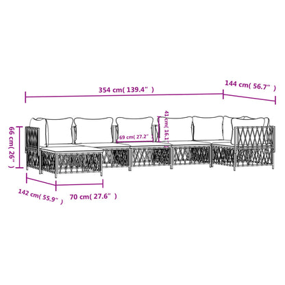 7-Tlg. Garten-Lounge-Set Mit Kissen Stahl