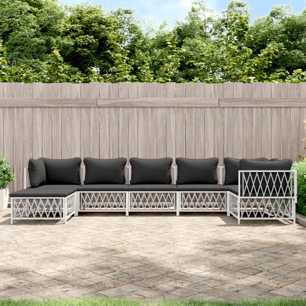 7-Tlg. Garten-Lounge-Set Mit Kissen Stahl