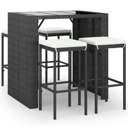 5-Tlg. Gartenbar-Set Mit Kissen Poly Rattan