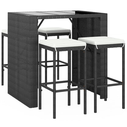 5-Tlg. Gartenbar-Set Mit Kissen Poly Rattan