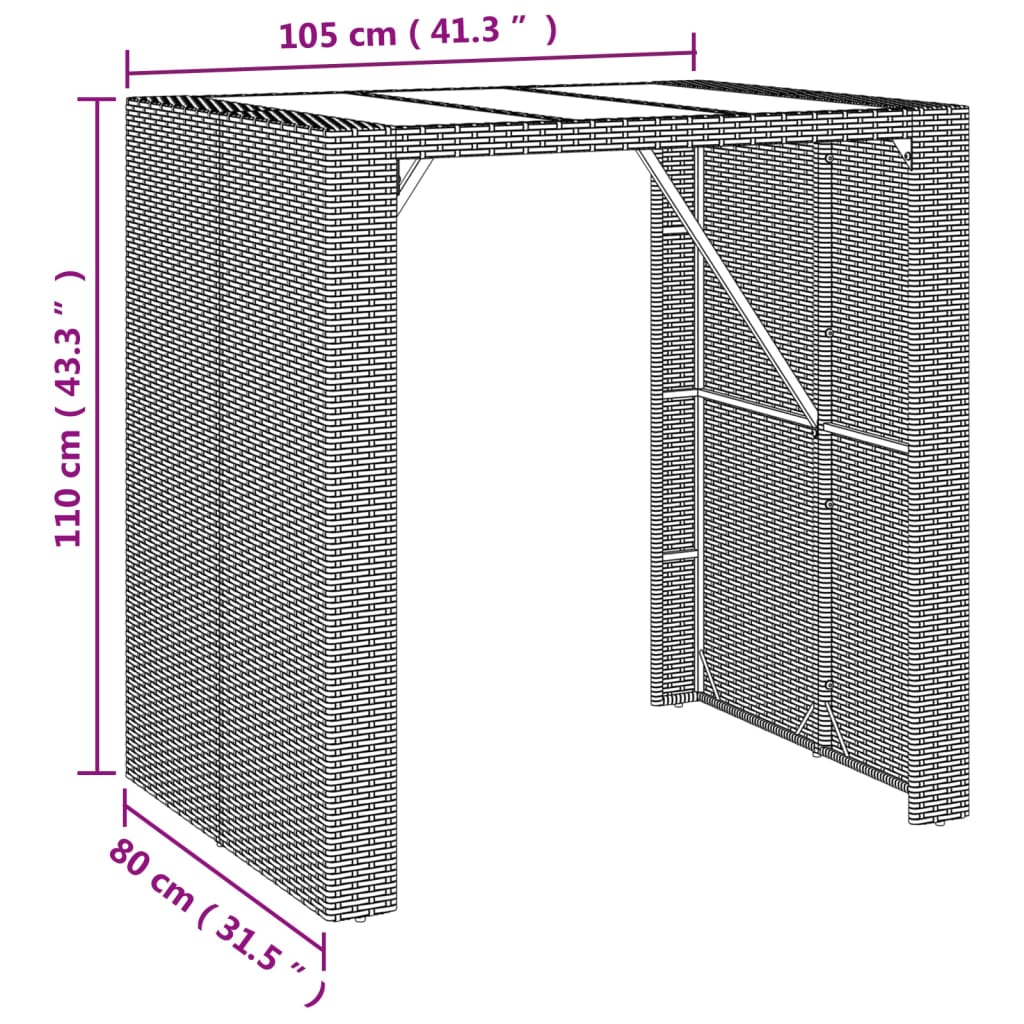 5-Tlg. Gartenbar-Set Mit Kissen Poly Rattan
