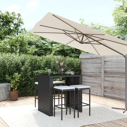 5-Tlg. Gartenbar-Set Mit Kissen Poly Rattan