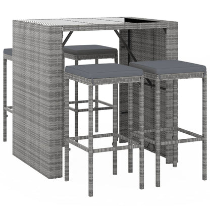 5-Tlg. Gartenbar-Set Mit Kissen Poly Rattan
