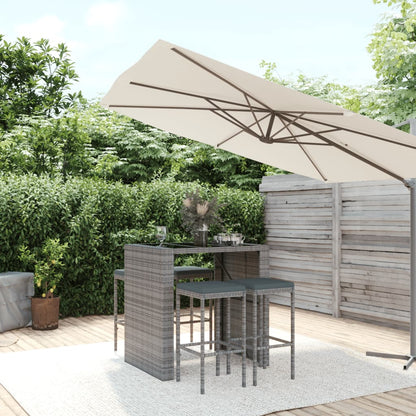 5-Tlg. Gartenbar-Set Mit Kissen Poly Rattan