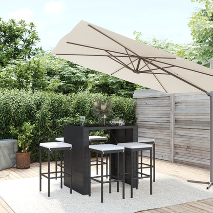 7-Tlg. Gartenbar-Set Mit Kissen Poly Rattan