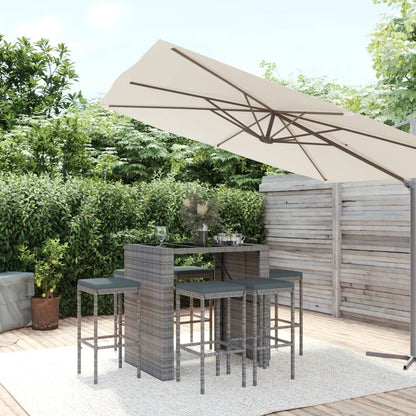 7-Tlg. Gartenbar-Set Mit Kissen Poly Rattan