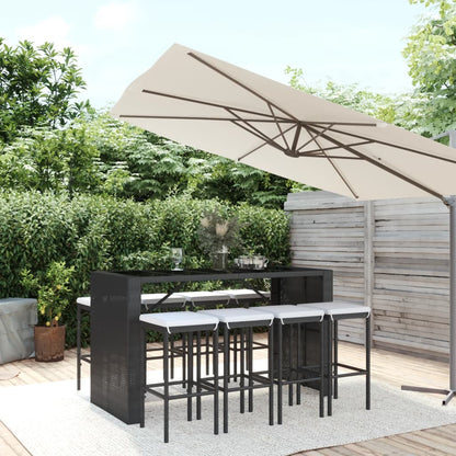 9-Tlg. Gartenbar-Set Mit Kissen Poly Rattan