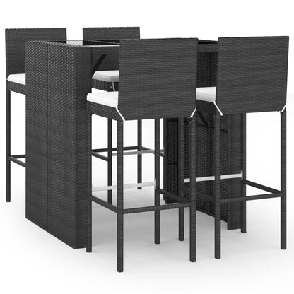 5-Tlg. Gartenbar-Set Mit Kissen Poly Rattan