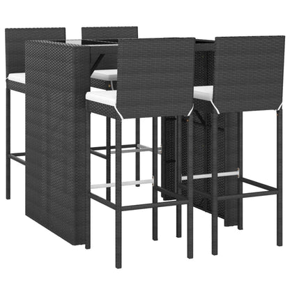 5-Tlg. Gartenbar-Set Mit Kissen Poly Rattan