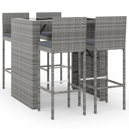 5-Tlg. Gartenbar-Set Mit Kissen Poly Rattan