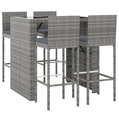 5-Tlg. Gartenbar-Set Mit Kissen Poly Rattan