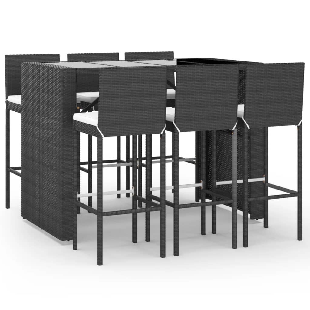 7-Tlg. Gartenbar-Set Mit Kissen Poly Rattan