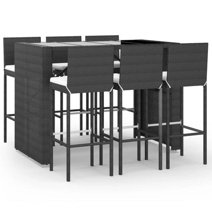 7-Tlg. Gartenbar-Set Mit Kissen Poly Rattan
