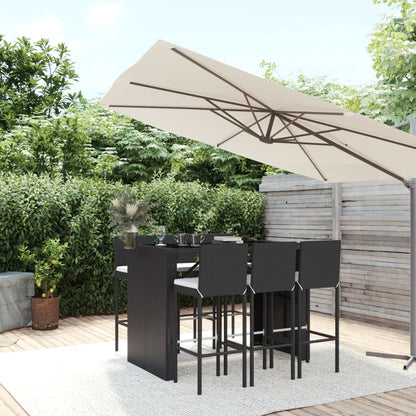 7-Tlg. Gartenbar-Set Mit Kissen Poly Rattan