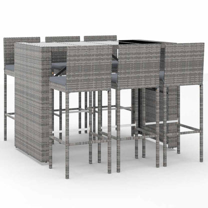7-Tlg. Gartenbar-Set Mit Kissen Poly Rattan