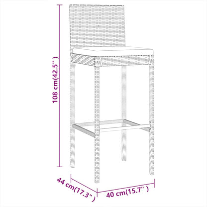 7-Tlg. Gartenbar-Set Mit Kissen Poly Rattan