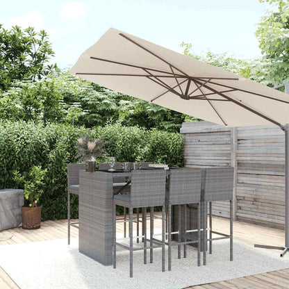 7-Tlg. Gartenbar-Set Mit Kissen Poly Rattan