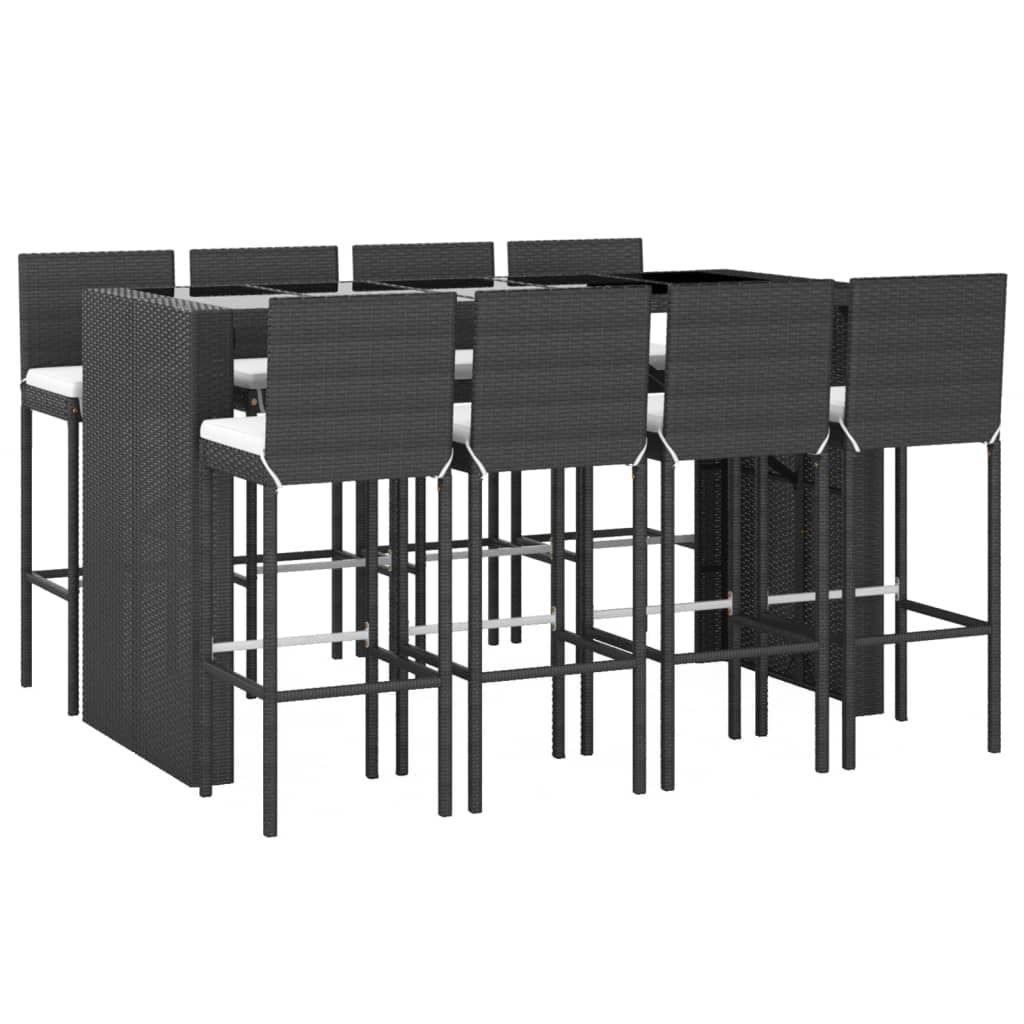 9-Tlg. Gartenbar-Set Mit Kissen Poly Rattan