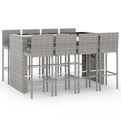 9-Tlg. Gartenbar-Set Mit Kissen Poly Rattan