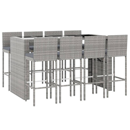 9-Tlg. Gartenbar-Set Mit Kissen Poly Rattan