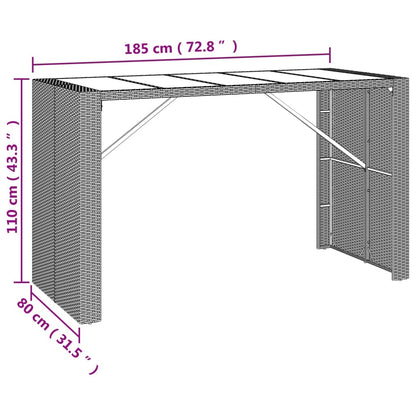 9-Tlg. Gartenbar-Set Mit Kissen Poly Rattan
