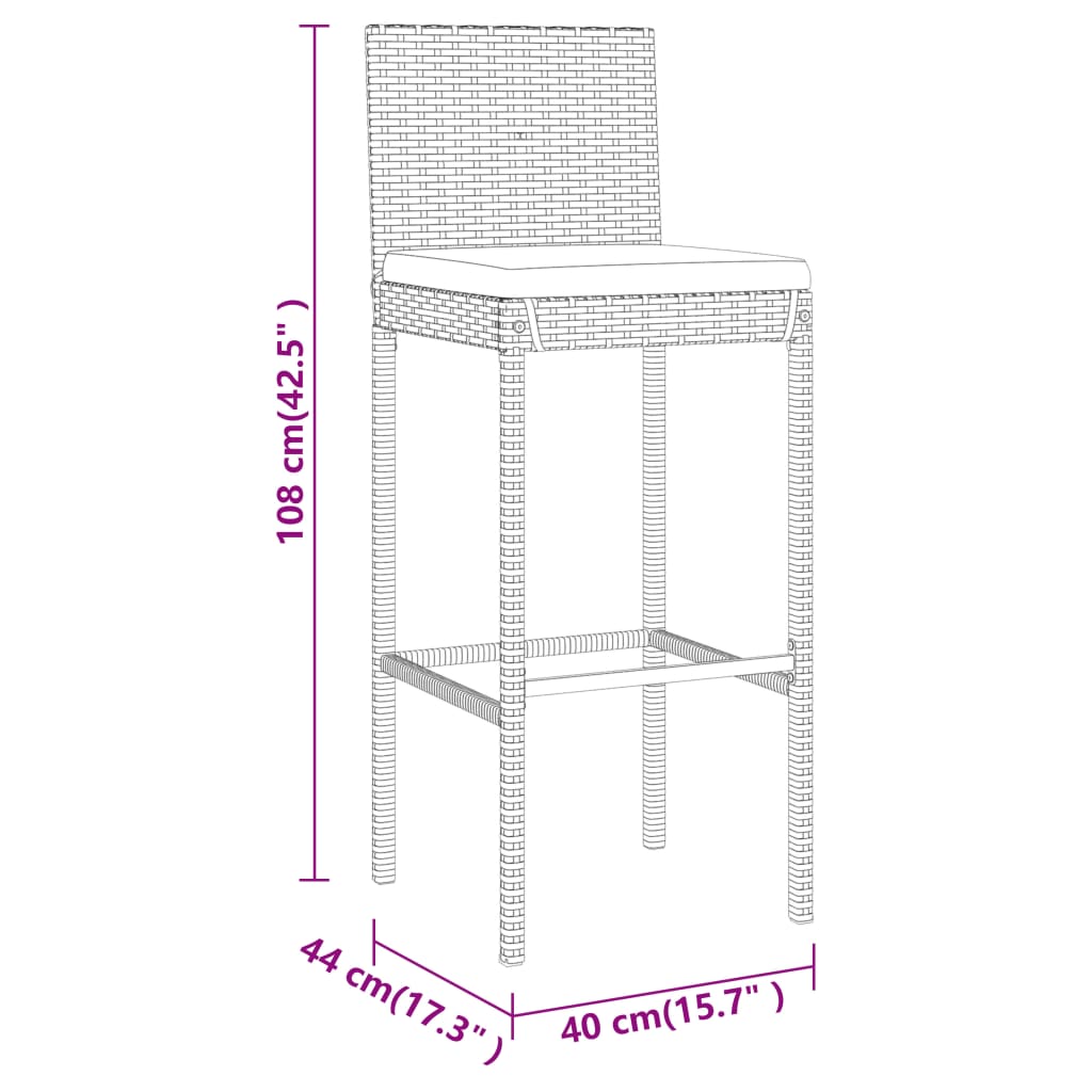 9-Tlg. Gartenbar-Set Mit Kissen Poly Rattan