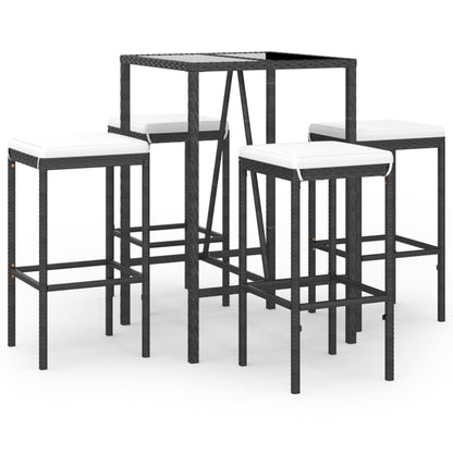 5-Tlg. Gartenbar-Set Mit Kissen Poly Rattan