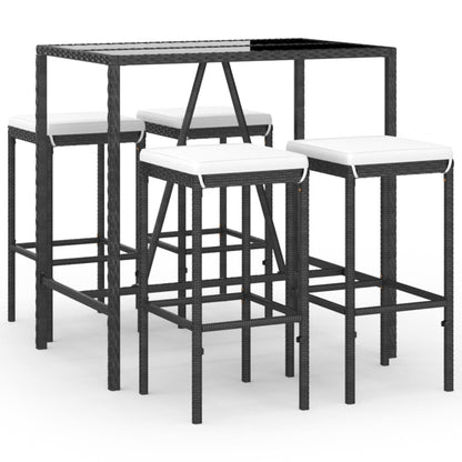 5-Tlg. Gartenbar-Set Mit Kissen Poly Rattan