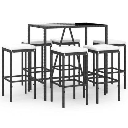 7-Tlg. Gartenbar-Set Mit Kissen Poly Rattan